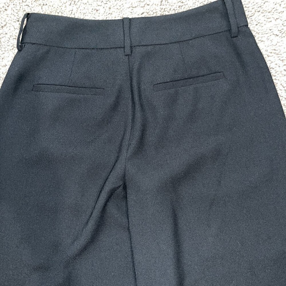 MADEWELL Black Crepe Wide Leg Cropped Zip Fly Belt Loop Dress Trousers EUC - 0 - Picture 6 of 11
